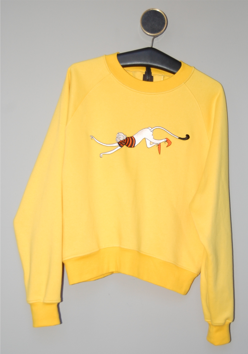 Authenticatie Negen Mens Dames sweater, geel met geborduurde aap - C Nooitgedagt